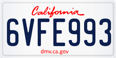 CA license plate 6VFE993