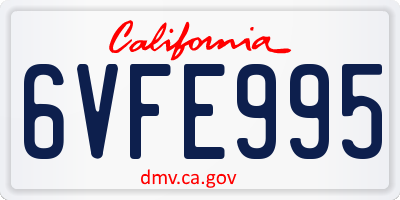 CA license plate 6VFE995