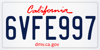 CA license plate 6VFE997