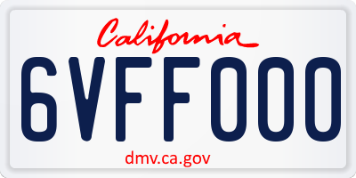 CA license plate 6VFF000