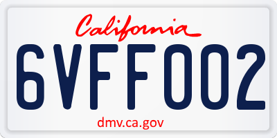 CA license plate 6VFF002