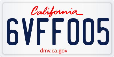 CA license plate 6VFF005