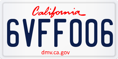 CA license plate 6VFF006
