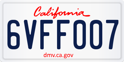 CA license plate 6VFF007