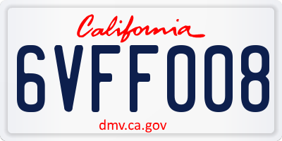 CA license plate 6VFF008