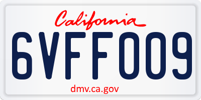 CA license plate 6VFF009