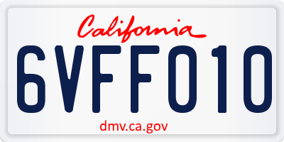 CA license plate 6VFF010