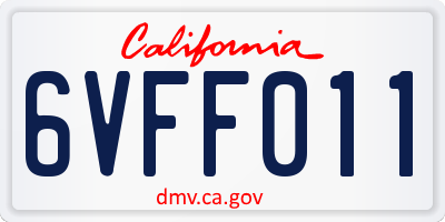CA license plate 6VFF011