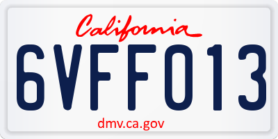 CA license plate 6VFF013