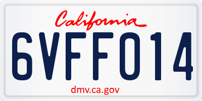 CA license plate 6VFF014