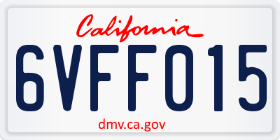 CA license plate 6VFF015