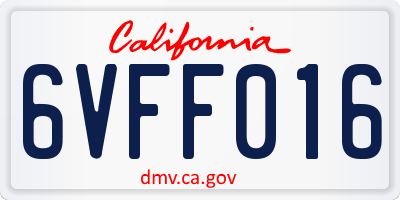 CA license plate 6VFF016
