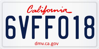CA license plate 6VFF018