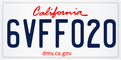 CA license plate 6VFF020