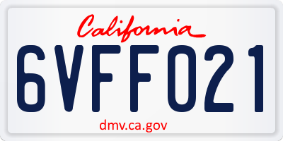 CA license plate 6VFF021