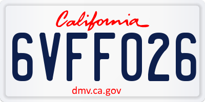 CA license plate 6VFF026