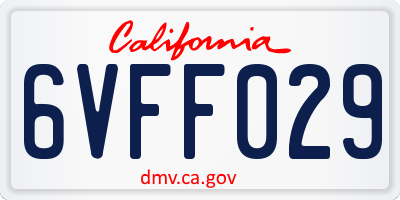 CA license plate 6VFF029