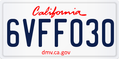 CA license plate 6VFF030