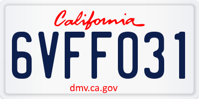 CA license plate 6VFF031