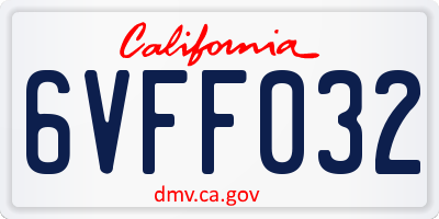 CA license plate 6VFF032