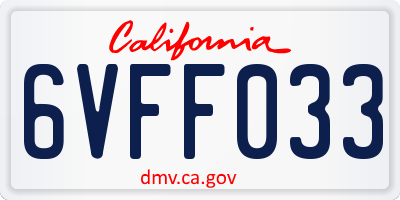 CA license plate 6VFF033