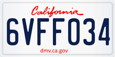 CA license plate 6VFF034