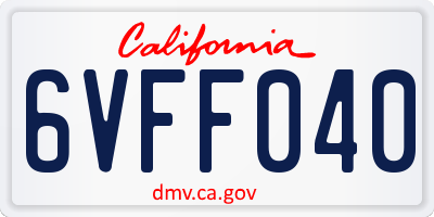 CA license plate 6VFF040