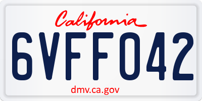 CA license plate 6VFF042