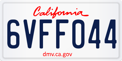 CA license plate 6VFF044