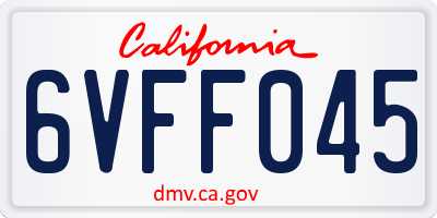 CA license plate 6VFF045