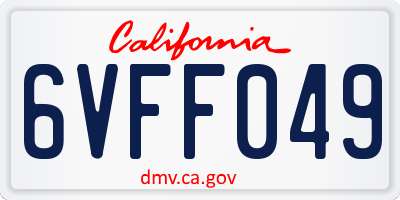 CA license plate 6VFF049