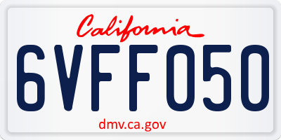 CA license plate 6VFF050