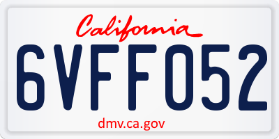 CA license plate 6VFF052