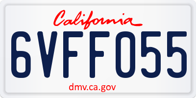 CA license plate 6VFF055