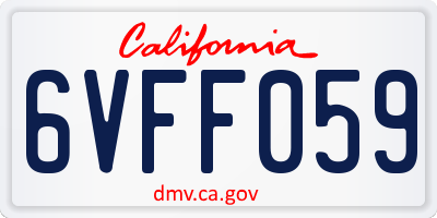 CA license plate 6VFF059