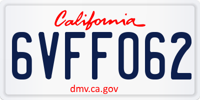 CA license plate 6VFF062