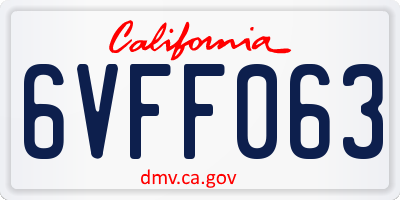 CA license plate 6VFF063