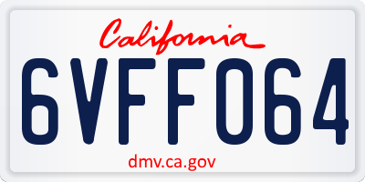 CA license plate 6VFF064