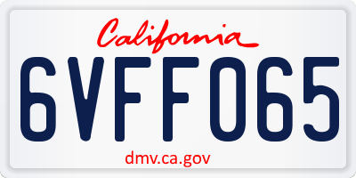 CA license plate 6VFF065