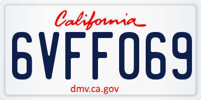 CA license plate 6VFF069