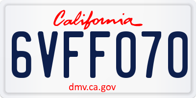 CA license plate 6VFF070