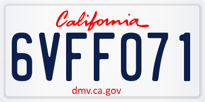 CA license plate 6VFF071