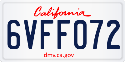 CA license plate 6VFF072
