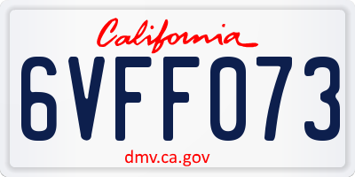 CA license plate 6VFF073