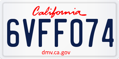 CA license plate 6VFF074