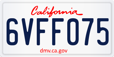 CA license plate 6VFF075
