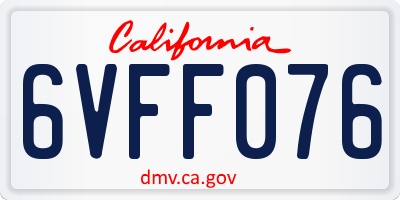 CA license plate 6VFF076