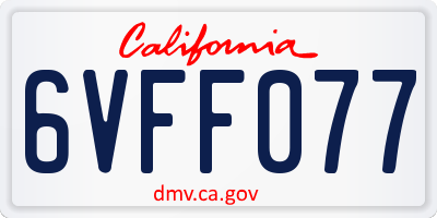 CA license plate 6VFF077