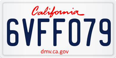 CA license plate 6VFF079