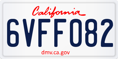 CA license plate 6VFF082